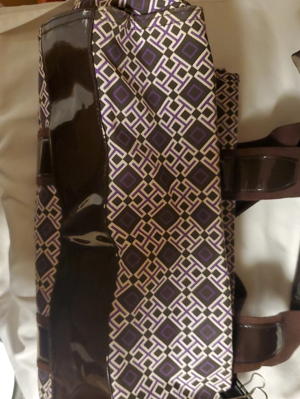 Tory Burch Vintage Purple And Brown Geometric Tote Bag